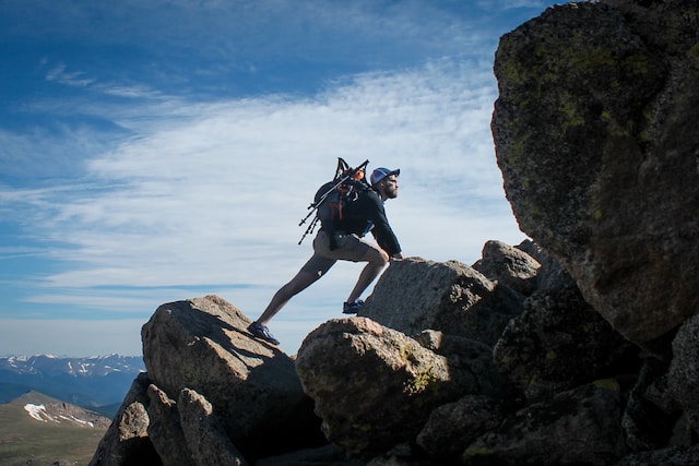 Houston outdoor activities: photo of a man climbing a mountain